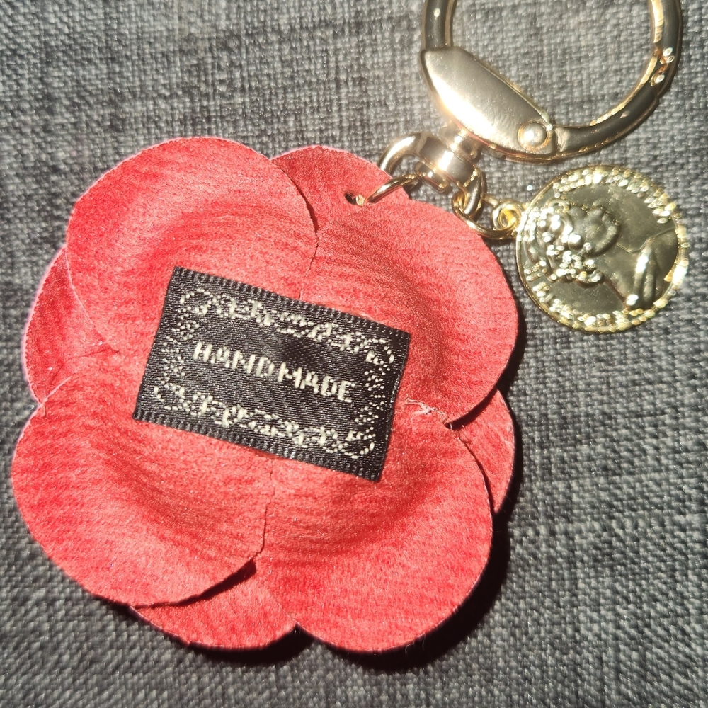 Handmade Hot Pink Flower Keychain w/ Coin Charm – Unique & Giftable - Picture 2 of 4